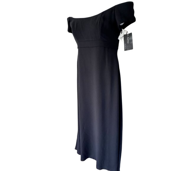 VTG Nicole Miller Black Off-Shoulder Evening Gown Formal Dress Size 8 NWT - Picture 2 of 12